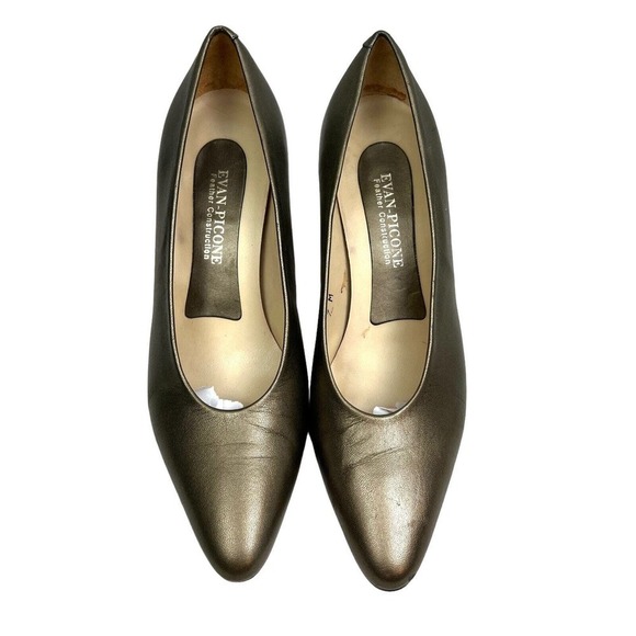 Evan Picone Pump Heel Metallic Bronze‎ Block Heel Cushioned Insole Women Size 7M - Picture 5 of 8